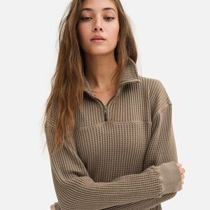 NWOT ORGANIC Waffle Half Zip Sweater, Size Small